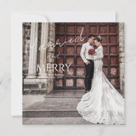 Merry and Married Elegant Photo Wedding サンキューカード