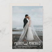 Merry And Married | First Couple Christmas Photo シーズンカード (正面/裏面)