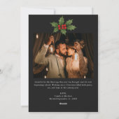 Merry and Married Holly Ribbon Black Photo シーズンカード (裏面)