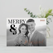 Merry and Married Modern Photo Foil Holiday Card 箔シーズンカード (立ち正面)