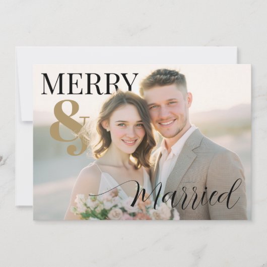 Merry and Married Modern Photo Holiday Card シーズンカード (正面)