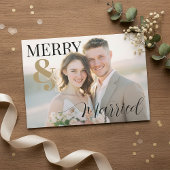 Merry and Married Modern Photo Holiday Card シーズンカード