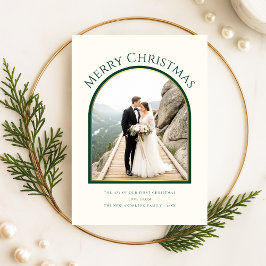 Merry And Married Newlywed Arch Photo Christmas シーズンカード
