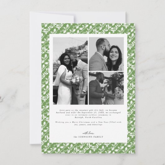 Merry and Married Newlywed Script Christmas シーズンカード (裏面)