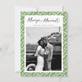 Merry and Married Newlywed Script Christmas シーズンカード (正面)