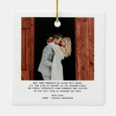 Merry and Married Script 2 Photos Christmas Bow セラミックオーナメント (裏面)