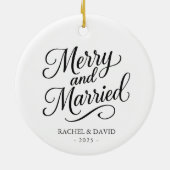 Merry and Married – Two-Sided Wedding Photo セラミックオーナメント (裏面)