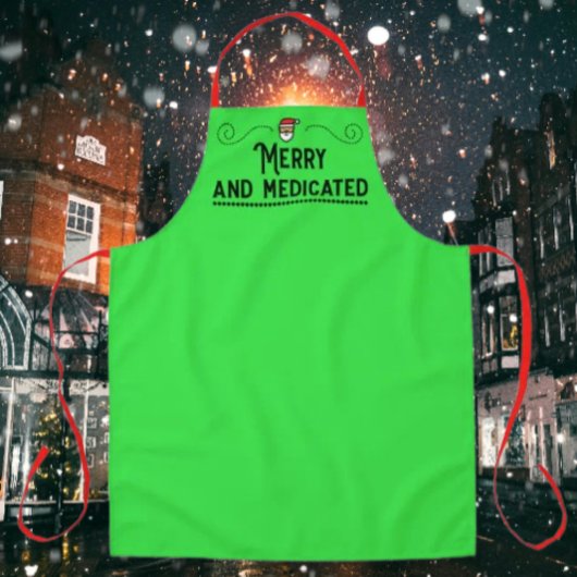 Merry and Medicated Holiday Chef Apron エプロン