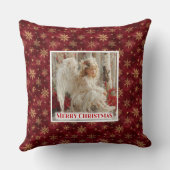 Merry Angelic Poinsettia Christmas Gift Pillow クッション (裏面)