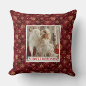 Merry Angelic Poinsettia Christmas Gift Pillow クッション (正面)