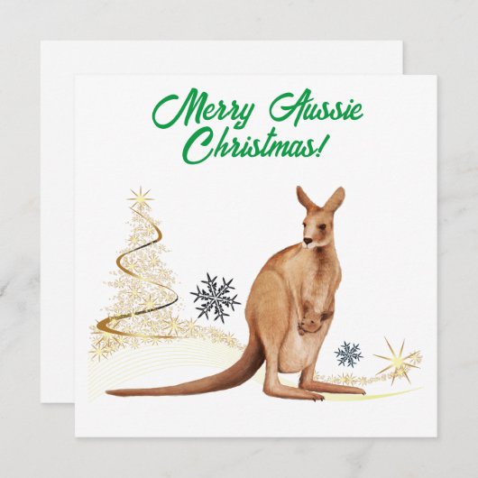 Merry Aussie Christmas Kangaroo シーズンカード (正面/裏面)