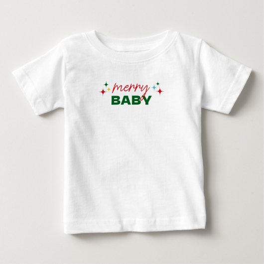 Merry Baby Cute Colorful Script Christmas ベビーTシャツ (正面)