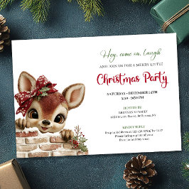 Merry baby deer Christmas cute cartoon invitation 招待状