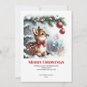 Merry baby deer winter scene snowy forest greeting シーズンカード (正面)