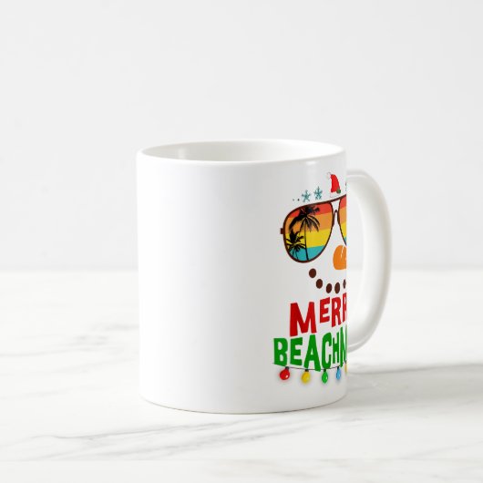 Merry Beachmas Trocal Christmas Hawaii Snowman Bea コーヒーマグカップ (正面右)
