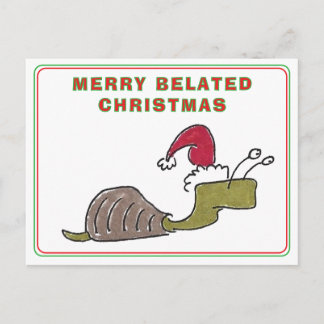 Merry Belated Christmas Snail Late Christmas シーズンポストカード