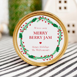 Merry Berry Custom Holiday Jam Label ラウンドシール