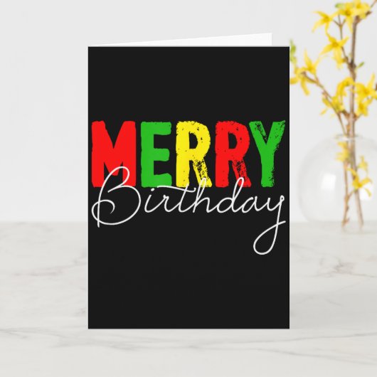 Merry Birthday, Born On Christmas Day カード (黄色い花)