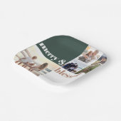 Merry & Blessed Family Christmas Photo Green ペーパープレート (傾斜あり)