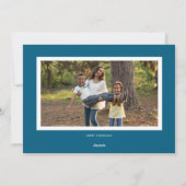 Merry Blue Retro Script Christmas Photo シーズンカード (裏面)