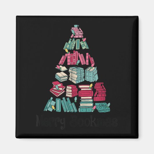 Merry Bookmas Books Ne Tree Funny Reading Lover Ch マグネット (正面)