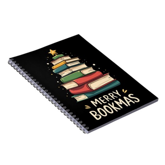 Merry Bookmas - Festive Book Stack for Book Lovers ノートブック (右側)
