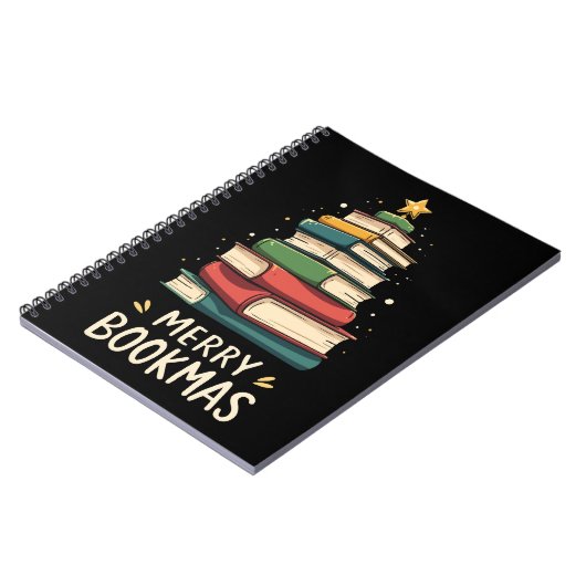 Merry Bookmas - Festive Book Stack for Book Lovers ノートブック (左側)