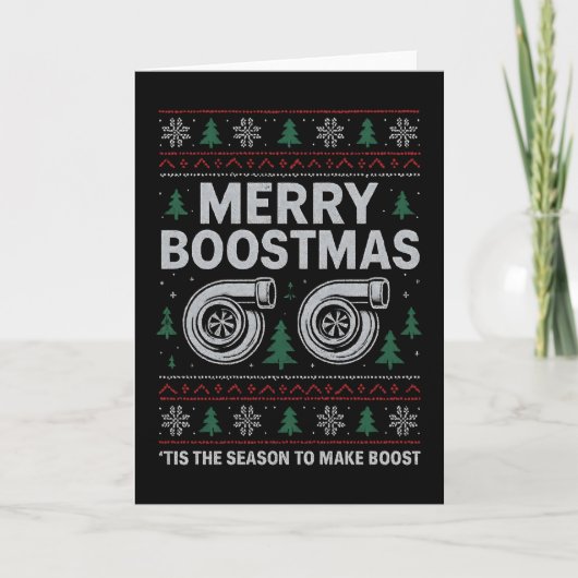Merry Boostmas Turbo Christmas Sweater Car Racing カード (正面)