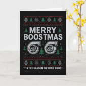Merry Boostmas Turbo Christmas Sweater Car Racing カード (黄色い花)