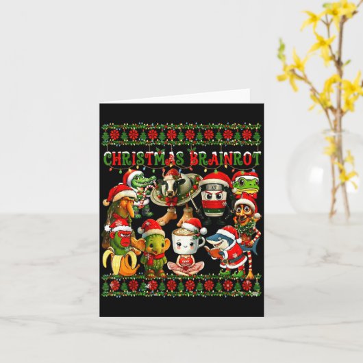 Merry Brainrot-ugly Christmas Funny Italianbrainro カード (黄色い花)