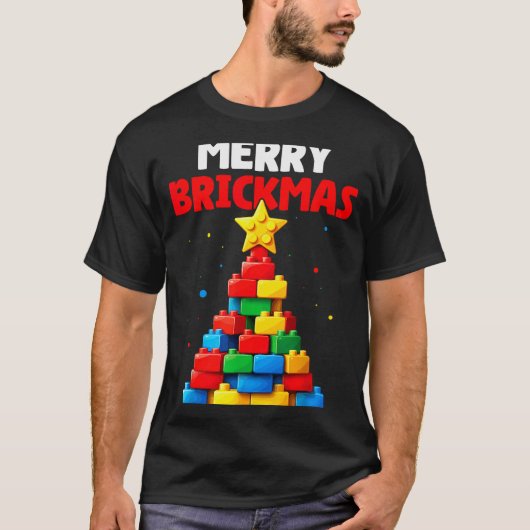 Merry Brickmas Block Building Builder Brick Master Tシャツ (正面)