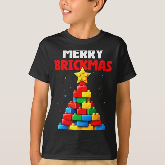 Merry Brickmas Block Building Builder Brick Master Tシャツ (正面)