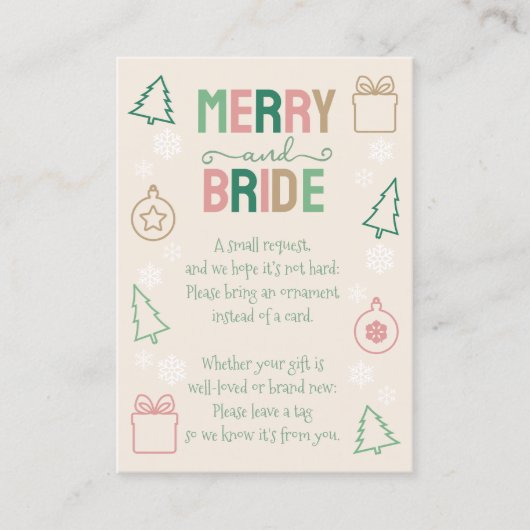 Merry & Bride Bring An Ornament Bridal Shower エンクロージャーカード (正面)