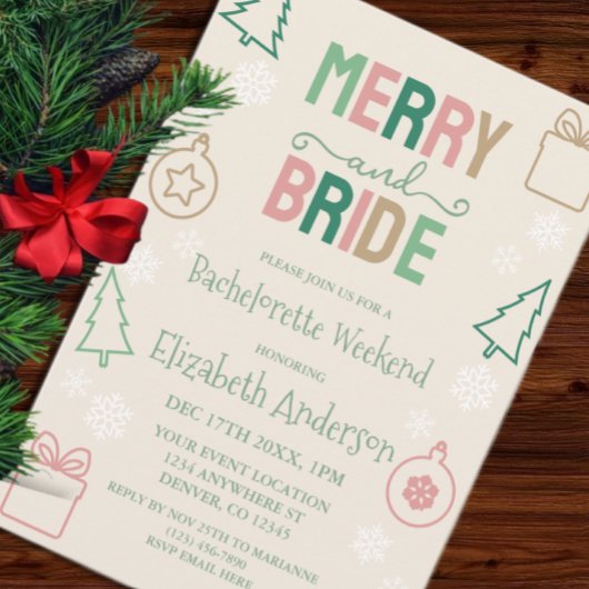 Merry & Bride Christmas Bachelorette Party 招待状