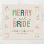 Merry & Bride Christmas Bridal Shower スパークリングワインラベル (シングルラベル)