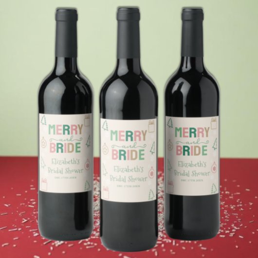 Merry & Bride Christmas Bridal Shower ワインラベル