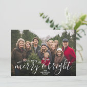 Merry & Bright カリグラフィー - フル水平写真 シーズンカード (スタンド正面)