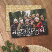 Merry & Bright カリグラフィー - フル水平写真 シーズンカード