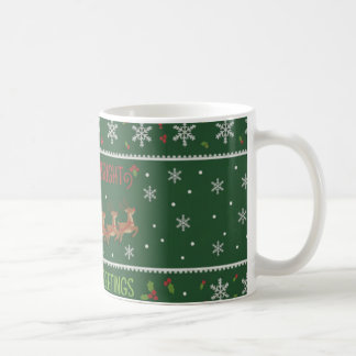 "Merry & Bright" サンタのそり クリスマスマグ コーヒーマグカップ
