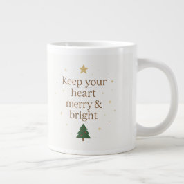 Merry & Bright | シンプルなクリスマスの引用マグ ジャンボコーヒーマグカップ