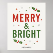 Merry & Bright | シンプルなクリスマス名言スクリプト ポスター (正面)
