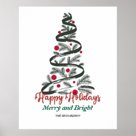 Merry & Bright | メリークリスマスのツリータイポグラフィ ポスター