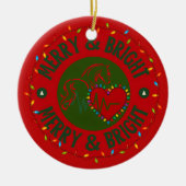 Merry & Bright ロゴ 複数 オーナメント オプション (正面)