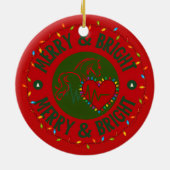 Merry & Bright ロゴ 複数 オーナメント オプション (裏面)