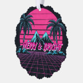 Merry & Bright 80's Night' レトロシンセウェーブ オーナメントカード (左)