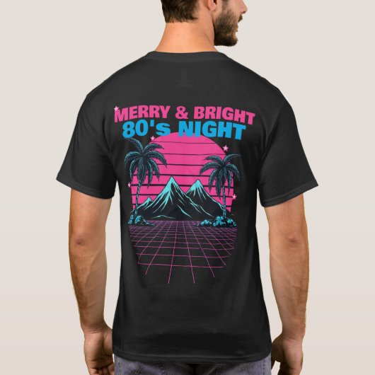 Merry & Bright 80's Night' Retro Synthwave  Tシャツ (裏面)