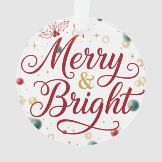Merry & Bright Acrylic Circle Ornament  オーナメント (正面)