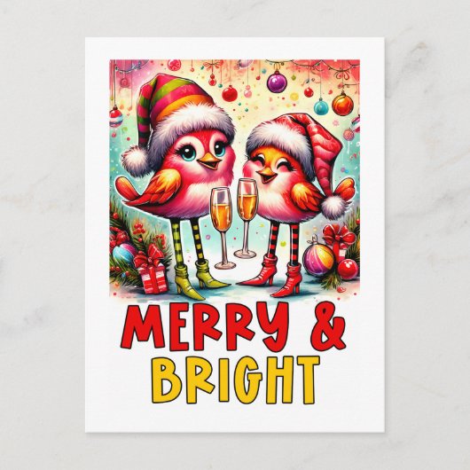 Merry & Bright Birds  ポストカード (正面)