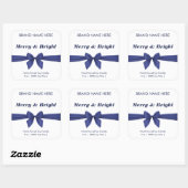 Merry & Bright | Blue Bow Modern Candle Labels スクエアシール (シート)