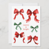 Merry Bright Bows Watercolor Christmas シーズンカード (正面)